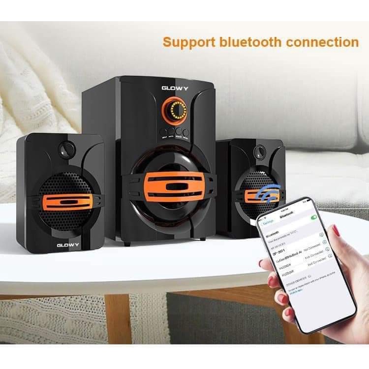 Loa máy tính chính hãng Glowy SP-2071 | SP-2072 2.1 AC220V– Bluetooth / FM / SD/ USB – Bảo Hành 12 tháng