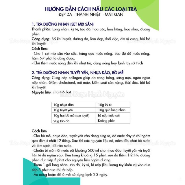 20 Nguyên Liệu Làm Trà Đẹp Da - Thanh Nhiệt - Mát Gan - Tiêu Độc - Dưỡng Nhan ( Nguyên Liệu Tự Chọn)