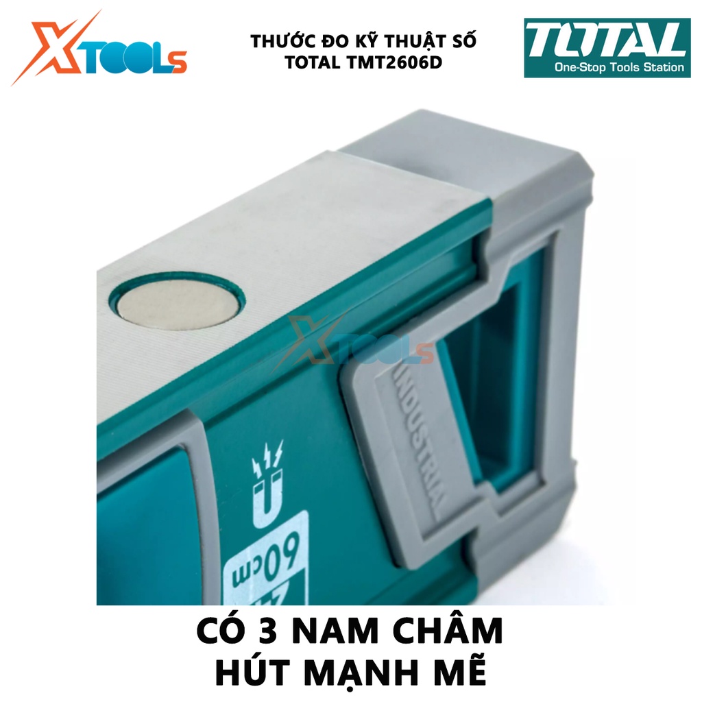 Thước thủy đo kỹ thuật số TOTAL TMT2606D thước thủy điện tử Chiều dài thước đo 60cm, Phạm vi đo 0~360°(4*90°), Độ đo chí