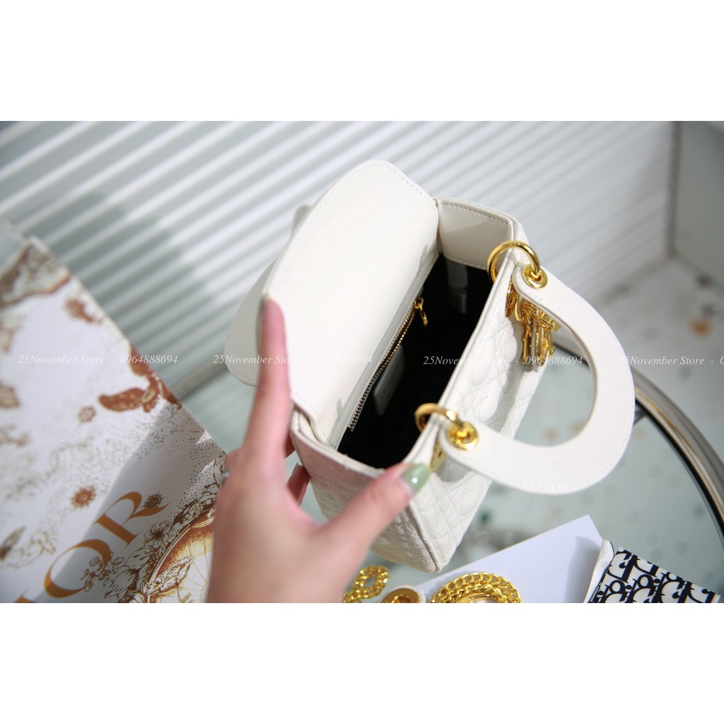 Túi XÁch Di.or La.dy Tim Size 17cm Màu Trắng