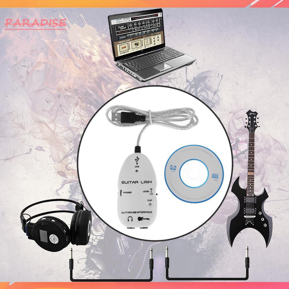Paradise1 Guitar to USB Sound Player Sound Card Effector Interface Link Audio Cable
