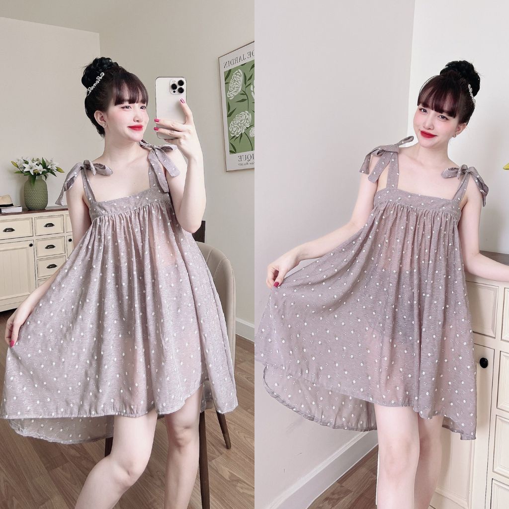Váy ngủ sexy MIKY, Đầm ngủ sexy Voan Tơ Chất Siêu Mát Dáng Siêu Xinh &lt; 65KG