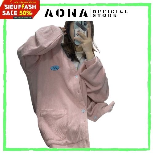 Áo khoác Cardigan nữ hồng thêu dập nổi logo ss_chất nỉ siêu dễ thương  Xưởng May Aona 536 | BigBuy360 - bigbuy360.vn