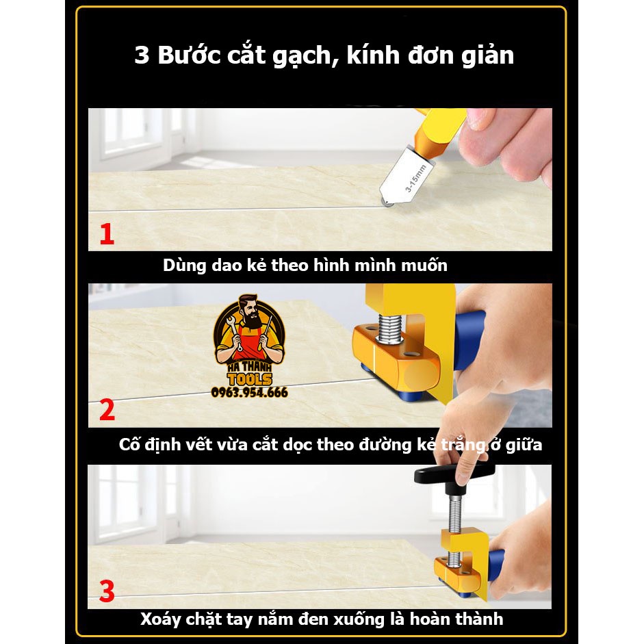 Dao cắt gạch men, cắt kính cầm tay thông minh loại Tốt - Full Phụ kiện như hình