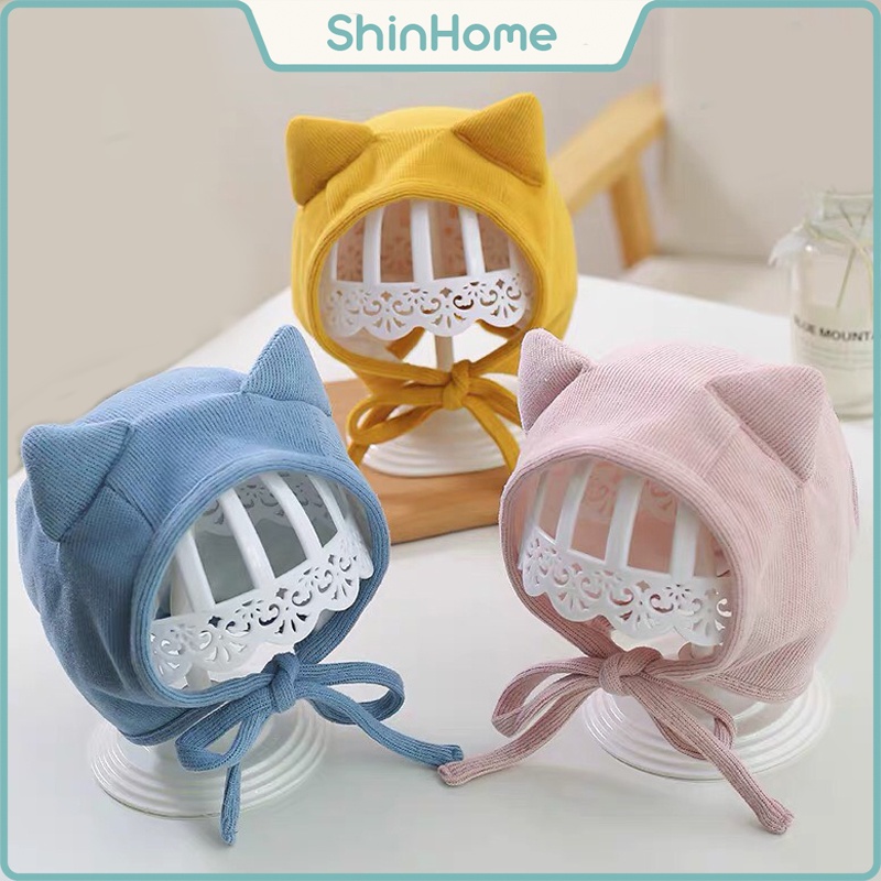 Mũ nỉ tai mèo cho bé thu đông 2 lớp dày dặn