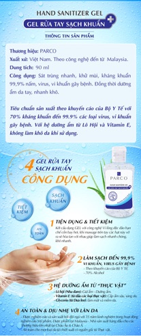 GEL RỬA TAY KHÔ PARCO - 90ML