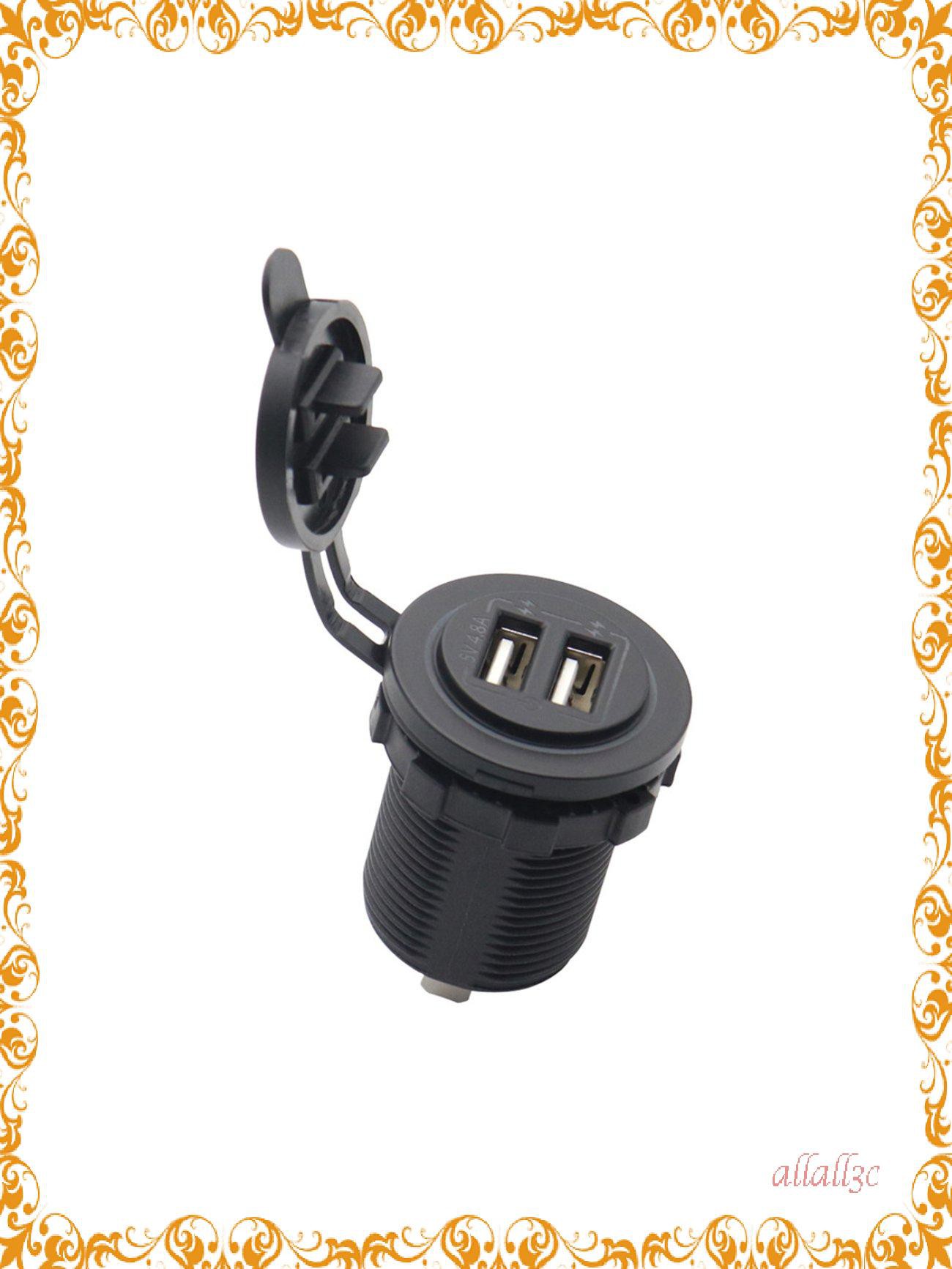 Dual Port Input USB Car Charger Socket 4.8A 5V Blue Light Touch Button Switch[╭(′▽`)╭(′▽`)╯]