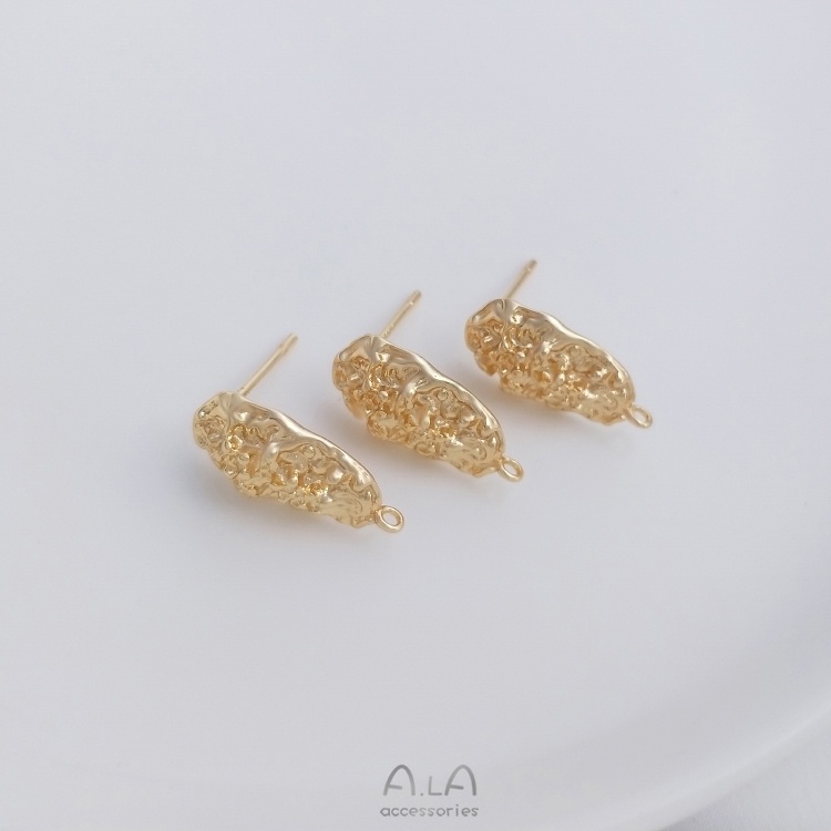 Set 2 Bông Tai Mạ Vàng 14K Hình Oval Thời Trang
