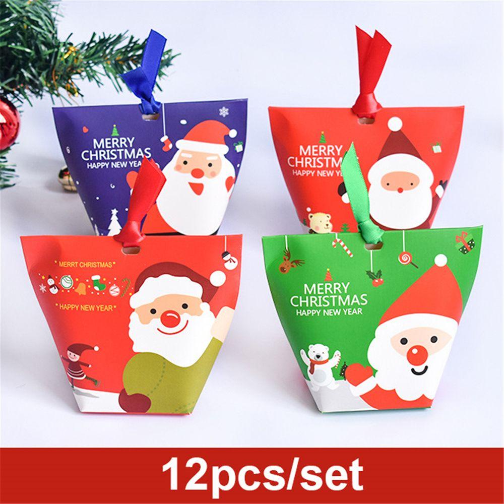 GOGOUP Set 12 Hộp Đựng Bánh Kẹo Hình Ông Già Noel