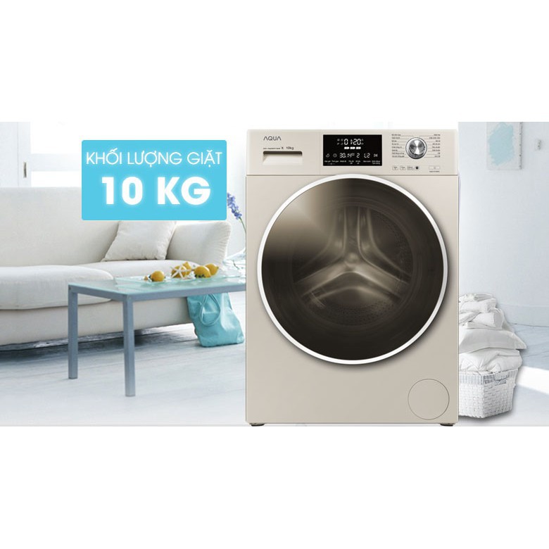 Máy giặt Aqua cửa ngang 10 kg màu vàng kim AQD-D1000C.N2