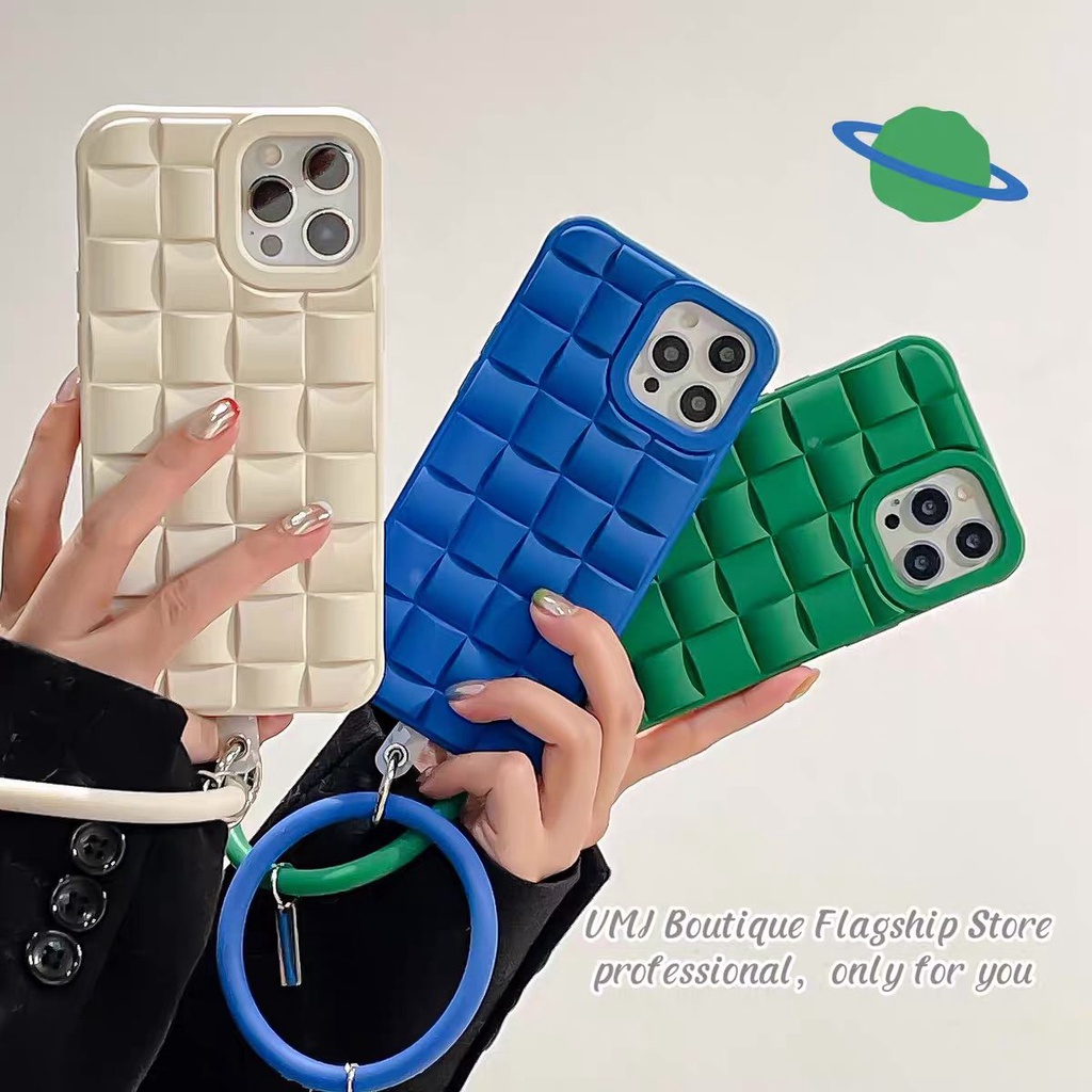 Ốp Điện Thoại Mềm Hình Vuông Màu Xanh Lá Có Dây Đeo Cho iphone 13 13 promax X XS XR 11 11 pro max 12 12 pro 12 pro max