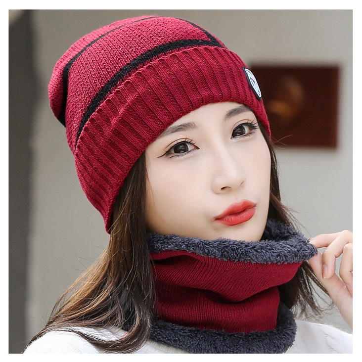 Mũ len nam nữ trùm đầu kèm khăn thời trang hàn quốc chất len dày mềm mượt - ML29