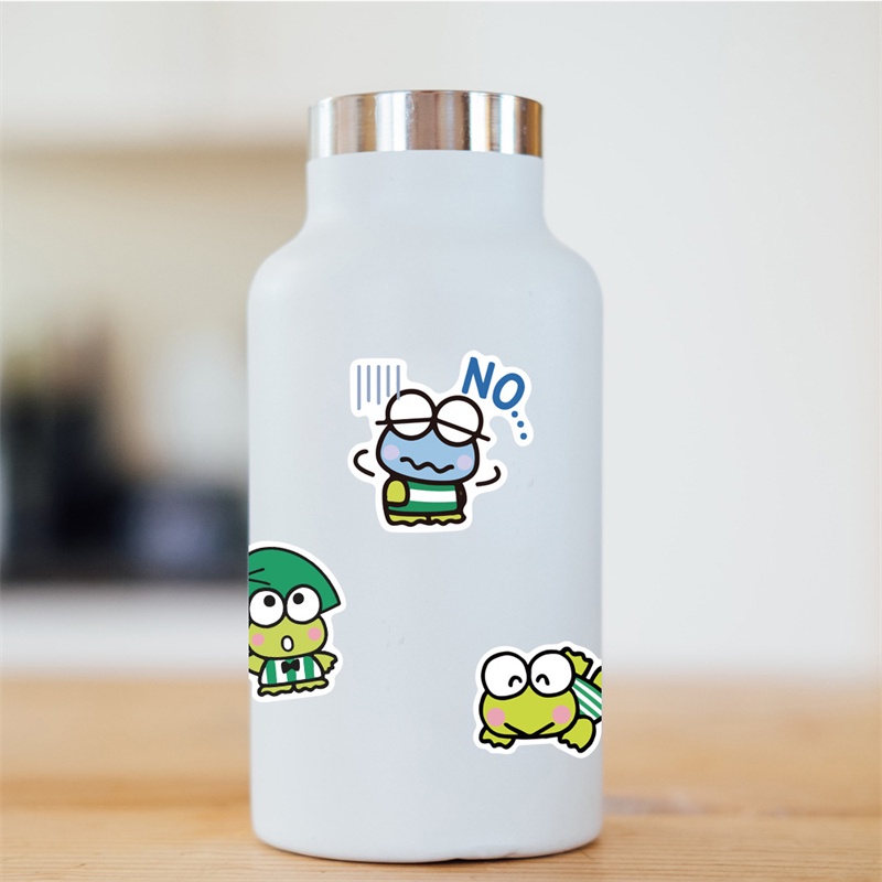 Bộ 50 Miếng Dán Trang Trí Hành Lý / laptop / Vali Hình Ếch Mắt To Kiểu graffiti Hoạt Hình Chống Thấm Nước Không Có Nhãn Dán DIY