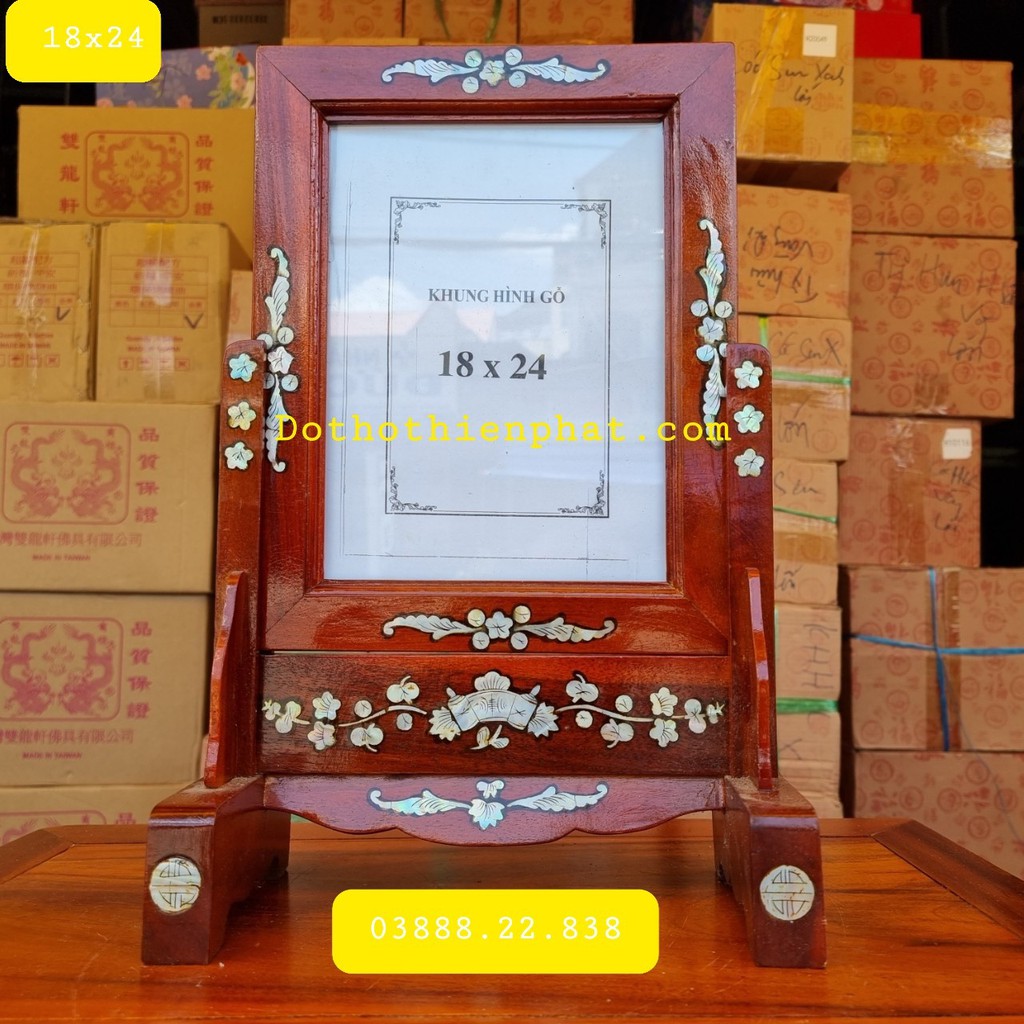 Khung Hình gỗ tràm 18×24 Màu Đỏ