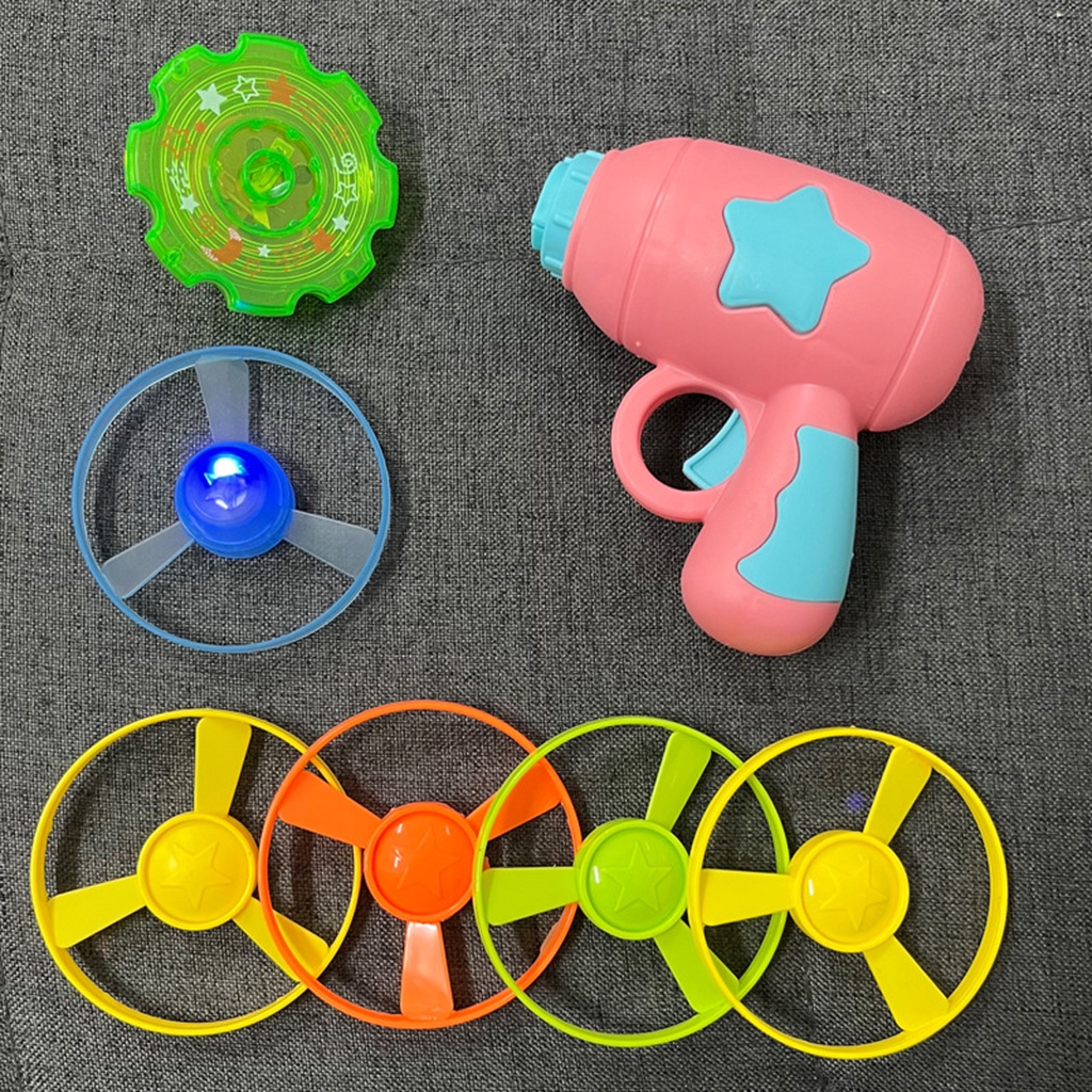 Chong chóng phát sáng, con quay phát sáng bộ 1 súng, 4 chong chóng, 1 con quay nhiều màu sắc vui nhộn cho bé