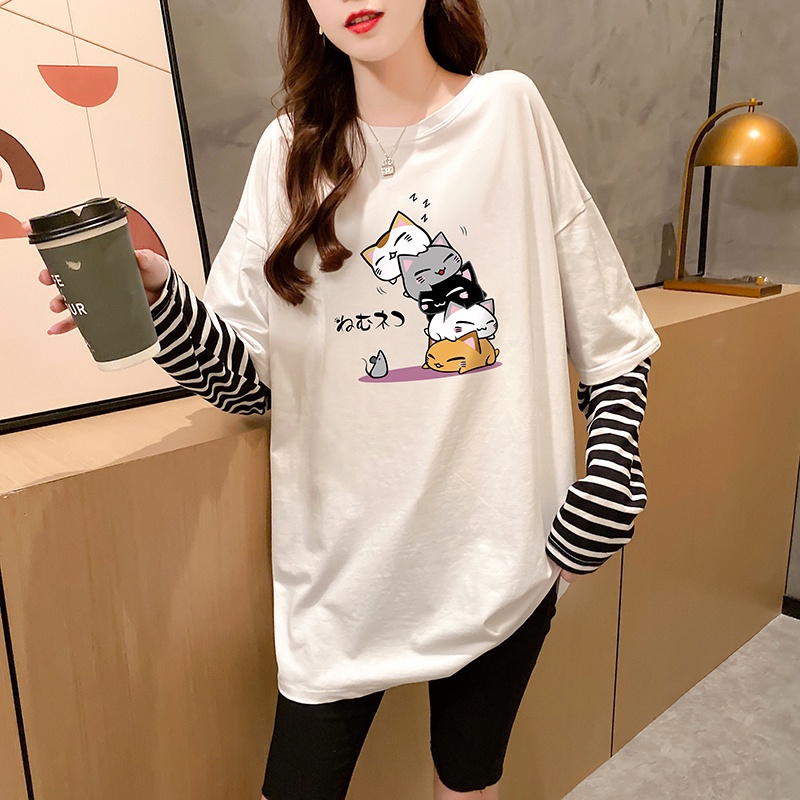 NRVP Áo Thun Nữ Tay Dài 100% Cotton Thời Trang Hàn Quốc