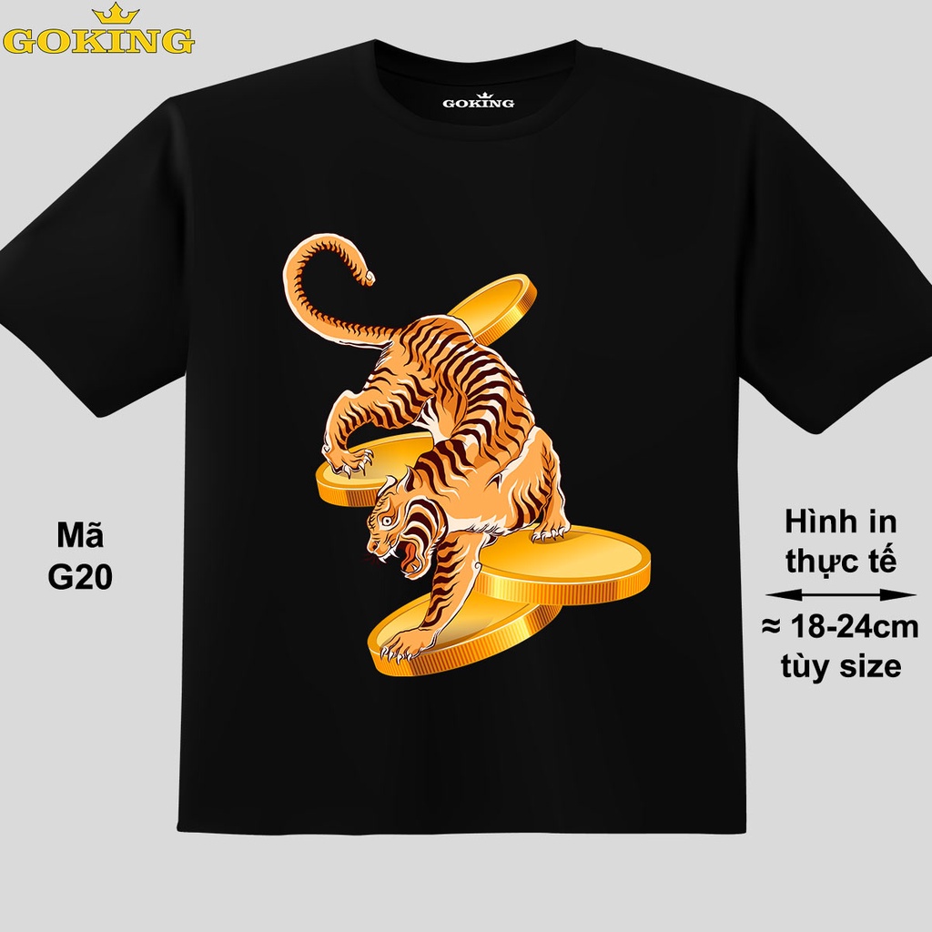 Tiger, mã G20. Áo thun đẹp in hình Con Hổ cho trẻ em và người lớn. Áo phông thoát nhiệt Goking hàng hiệu bé trai, bé gái