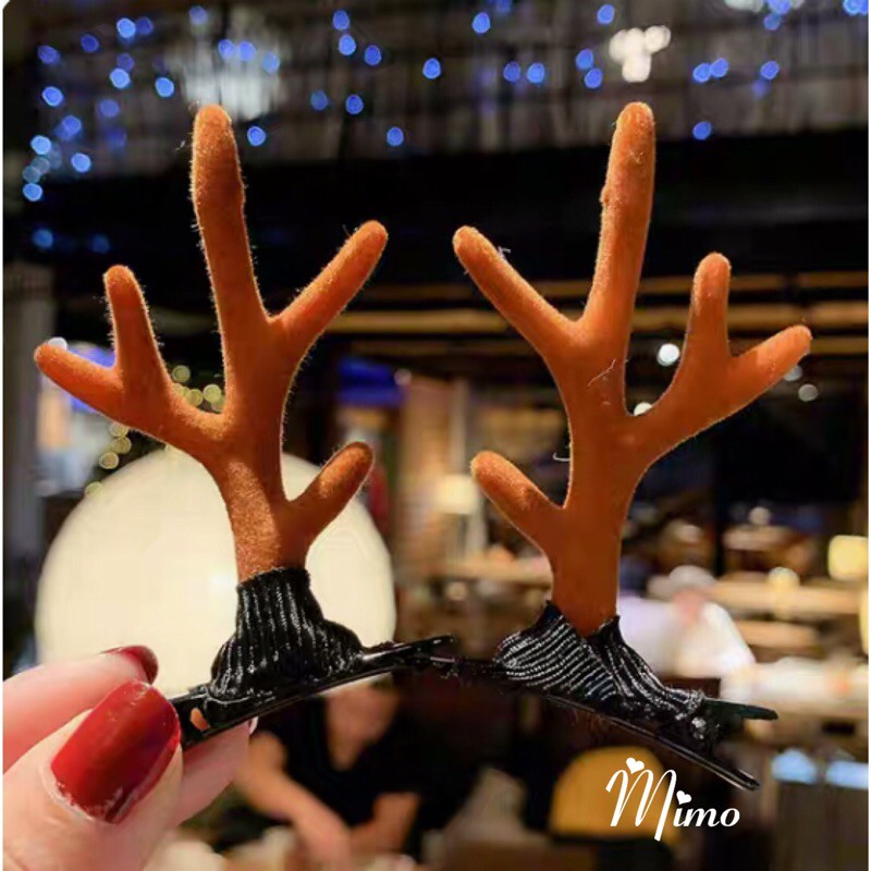 Kẹp Tóc Hình Sừng Tuần Lộc Noel Giáng Sinh phối phụ kiện Xinh Xắn phù hợp để hóa trang chụp ảnh