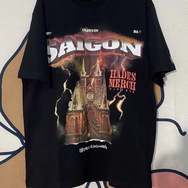 Áo Thun HADES Sài Gòn Spirit Tee Nam Nữ Unisex Full / Hình Nhà Thờ Đức Bà Saigon - zadola fashion