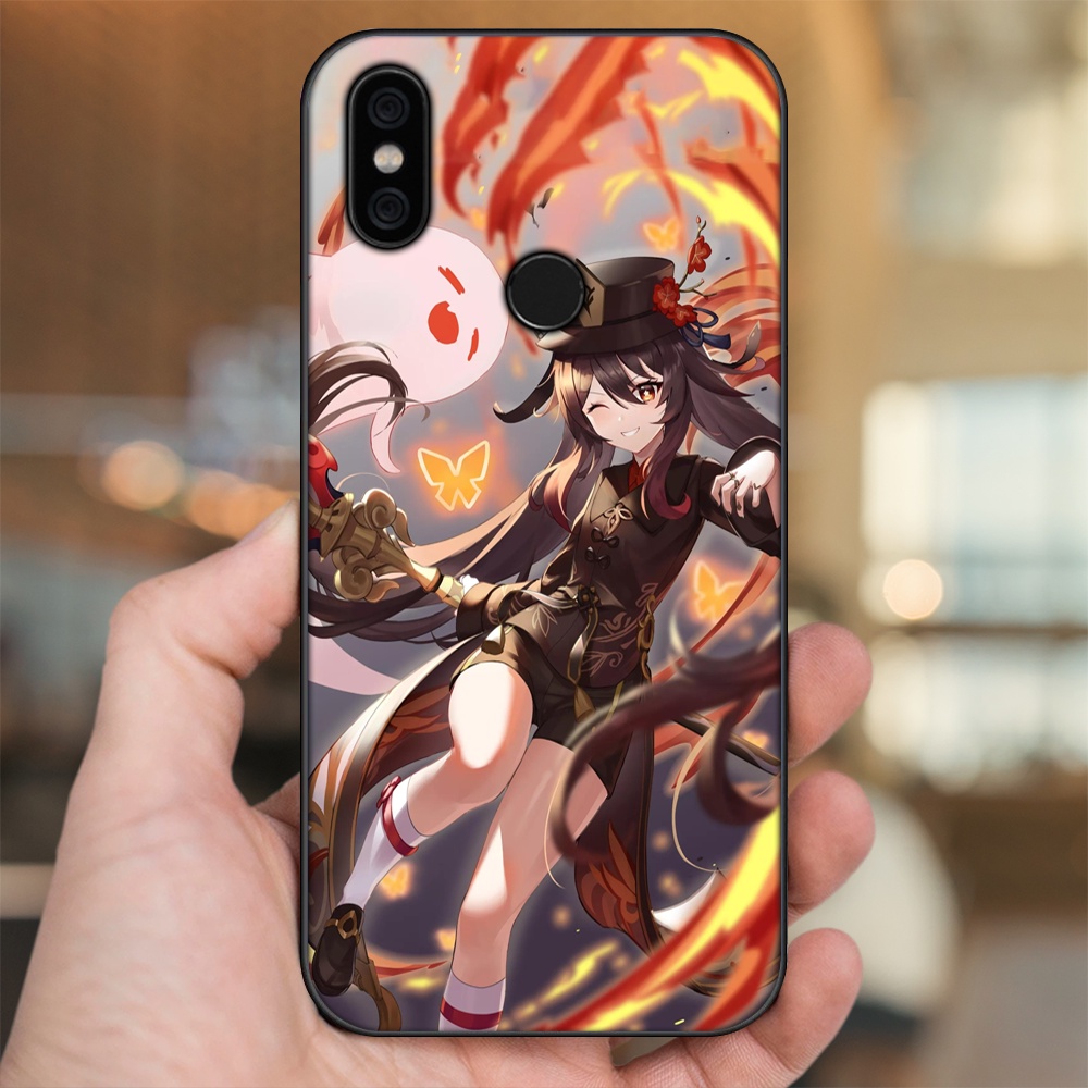 Ốp lưng Xiaomi Mi A2, Redmi 6X viền đen in hình Hutao Genshin Impact