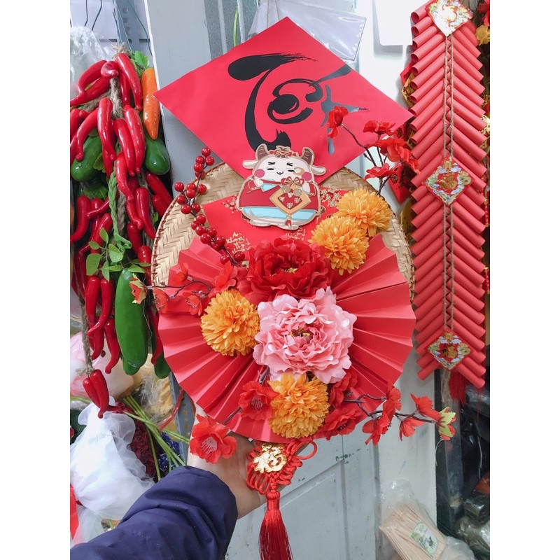 Mẹt trang trí TẾT trang trí dẻ quạt cực sang