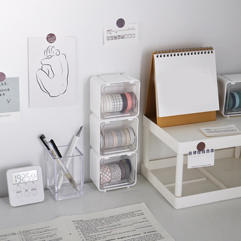 Giá Đỡ Băng Keo Siêu Nhỏ Bằng Nhựa Màu Trắng Để Bàn Sắp Xếp Gọn Gàng Cho Nhà Ở /