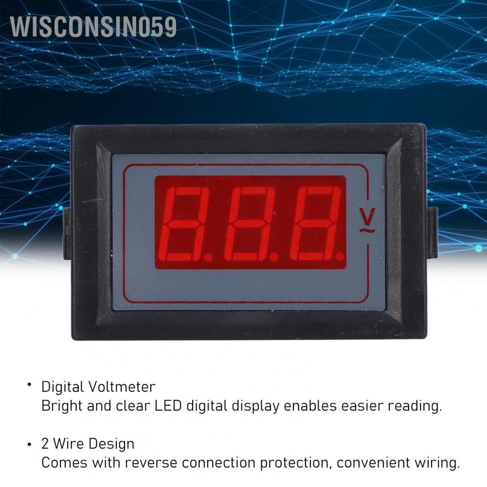 Wisconsin059 Digital Voltmeter LED Display 2 Wire Voltage Gauge Tester Meter 50‑500V for AC 5035‑V