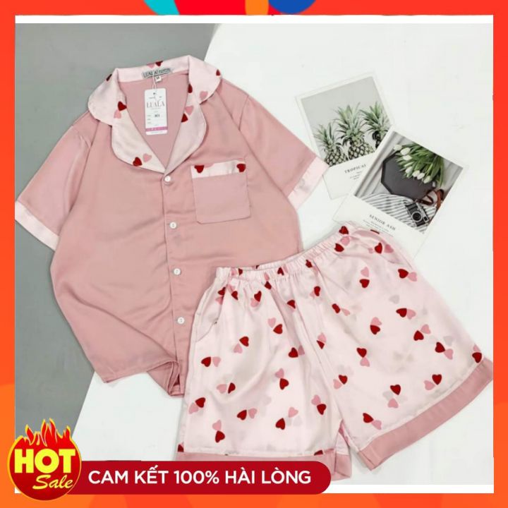 Pijama cộc đùi lụa satin latin phối hàn cao cấp hàng loại 1, sang xịn, mềm mát, bao lỗi 1 đổi 1 | BigBuy360 - bigbuy360.vn