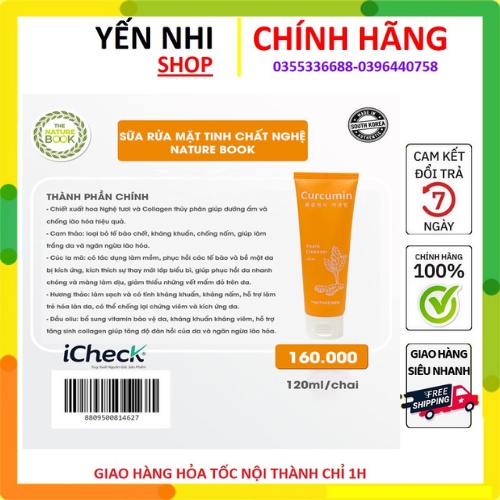 Sữa rửa mặt tinh bột nghệ Foam Cleanser Curcumin120ml