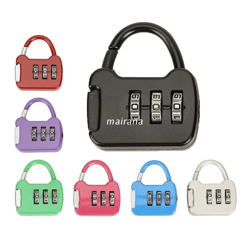 Ổ khóa mật mã 3 chữ số kích thước nhỏ không cần chìa dùng để khóa vali du lịch/ balo/ tủ trong phòng gym/ trường học