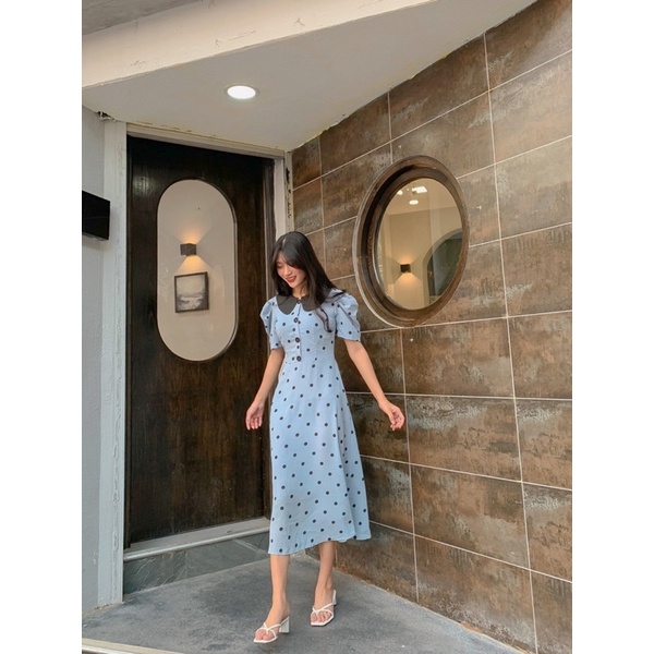 LIIN - Váy cổ phối hoạ tiết chấm bi | BigBuy360 - bigbuy360.vn