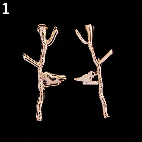 Đôi khuyên tai tạo hình chim và cành cây thời trang cho nữ