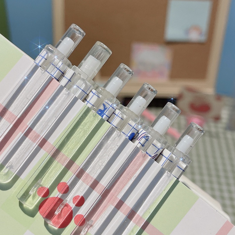 Gel Nhấn Mực Đen Sở Thú Kẻ Sọc Xanh Dương Dễ Thương