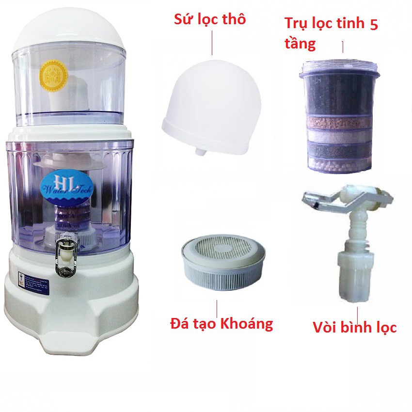 Bình lọc nước uống trực tiếp cao cấp Hưng Long dung tích 23L (Trắng)