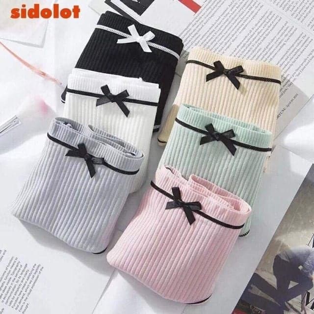 sét 5 Quần Lót Cotton Gân Viền Đen Dễ Thương Cho Bạn Gái