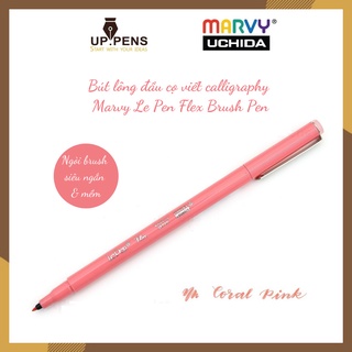 Bút lông đầu cọ viết calligraphy Marvy Le Pen Flex Brush Pen - Màu hồng cam pastel (Coral Pink)