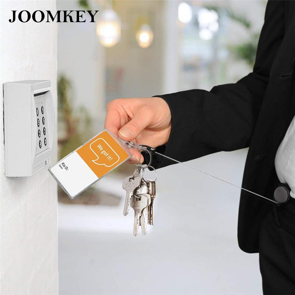 Set 2 móc khóa dây rút lại hạng nặng làm bằng thép cho thẻ ID và chìa khóa