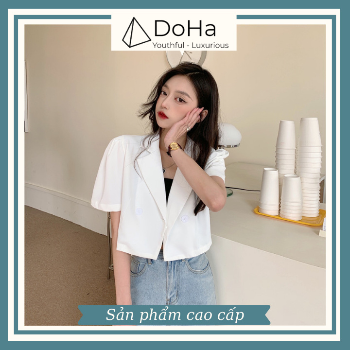 Áo Blazer Nữ Tay Ngắn [FREESHIP-SẢN PHẨM CAO CẤP] Áo Blazer Croptop Phối Nút Hàn Quốc Style Mùa Hè - DOHA STORE | BigBuy360 - bigbuy360.vn