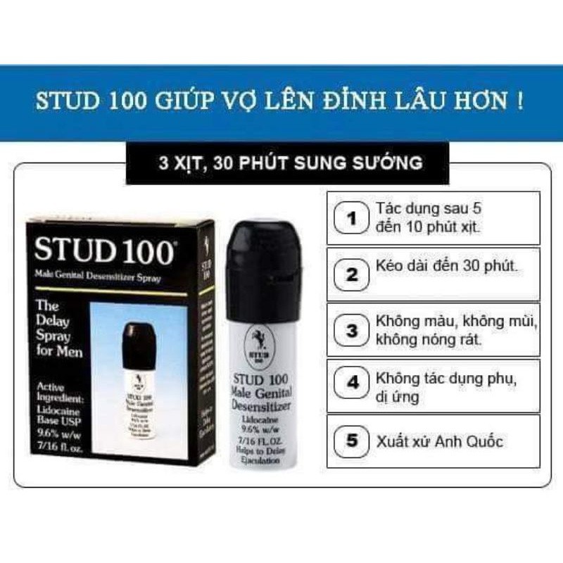 stud 100 chai xịt lạnh kéo dài thời gian