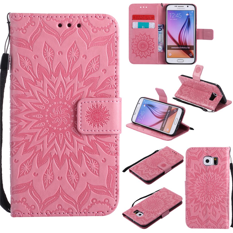 Ốp lưng nắp gập dập hình hoa nổi vintage cho Samsung S6/S6 Edge/S6 Edge Plus | BigBuy360 - bigbuy360.vn