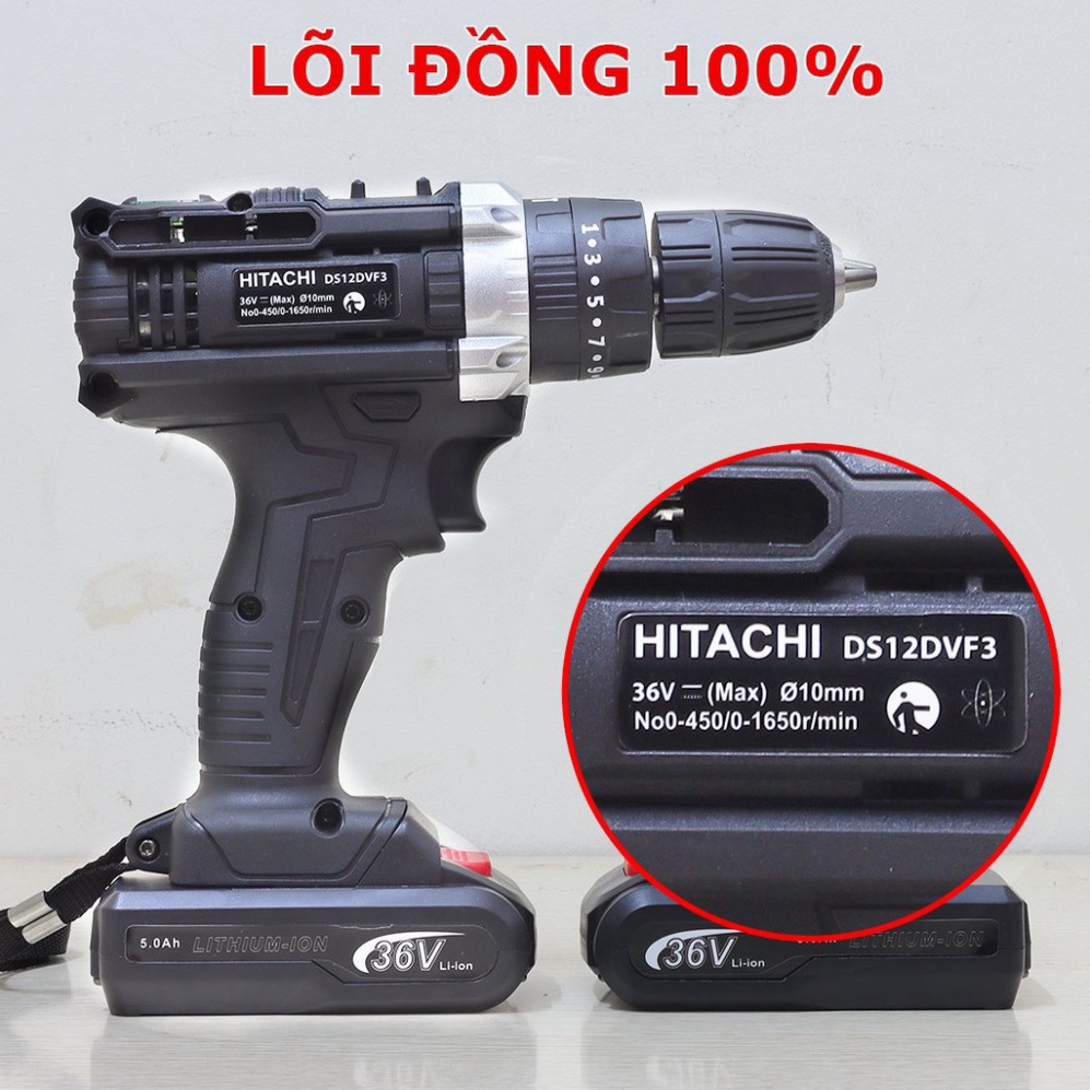 [Chính hãng] Máy Khoan Pin Hitachi 36V  3 chức năng Kèm Bộ Phụ Kiện 24 Chi Tiết – Máy Khoan Bắn Vít Cầm Tay ...