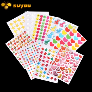 Suyou 10 Cái / túi Mẹ Giáo Viên Văn Phòng Phẩm Miếng Dán Trẻ Em Album Ảnh Trang Trí Phần Thưởng Miếng Dán Mặt Cười Khen ngợi Nhãn Giải Thưởng Ngôi Sao Năm Cánh Flash Gilding