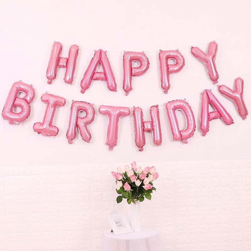 Bộ 13 Bong Bóng Tráng Nhôm 16 Inch Hình Chữ Happy Birthday