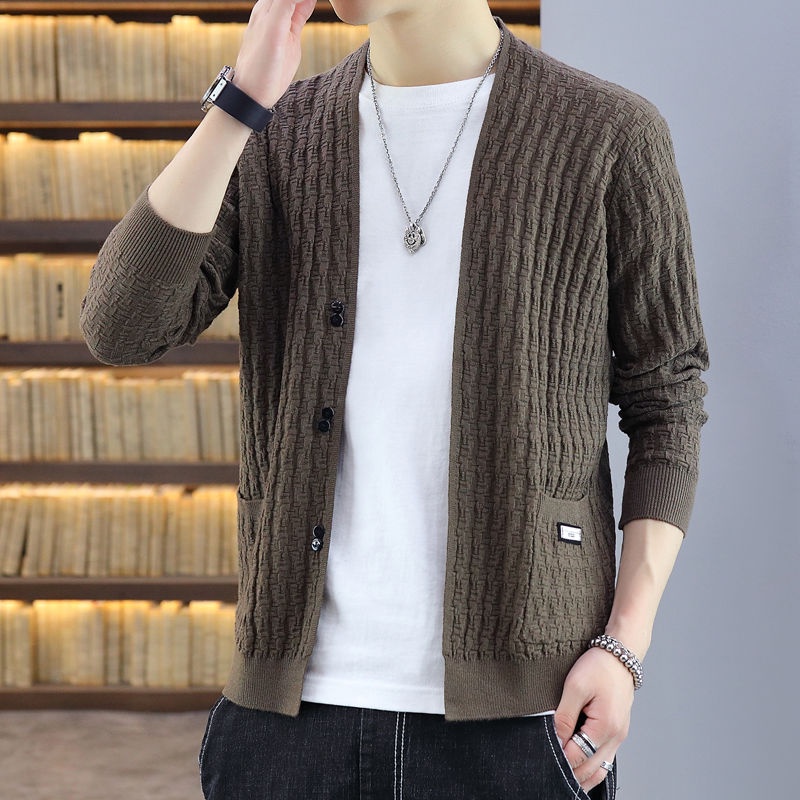 Áo Khoác Len Cardigan Phong Cách Hàn Quốc Cho Nam