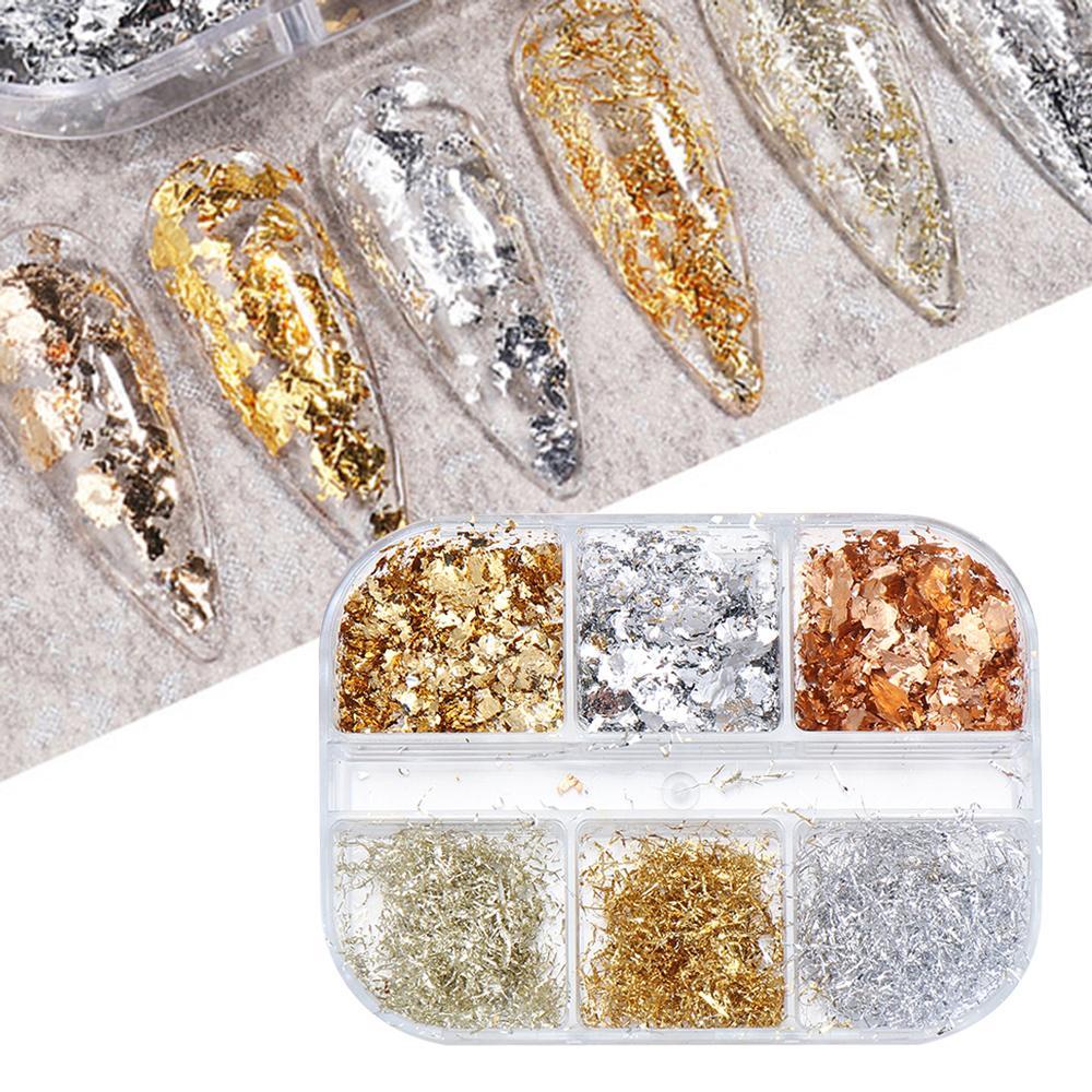 Hộp Giấy Foil 6 Ngăn Dán Móng Nghệ Thuật