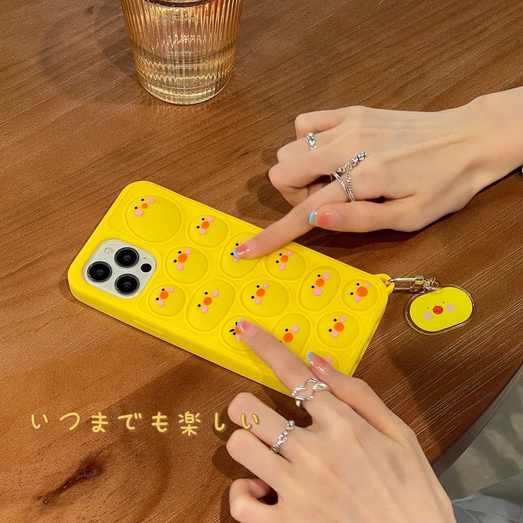 Ốp điện thoại silicon giảm căng thẳng in hình vịt vàng 3d thích hợp cho Iphone 13 12 11pro max xs xr x 7 8 plus