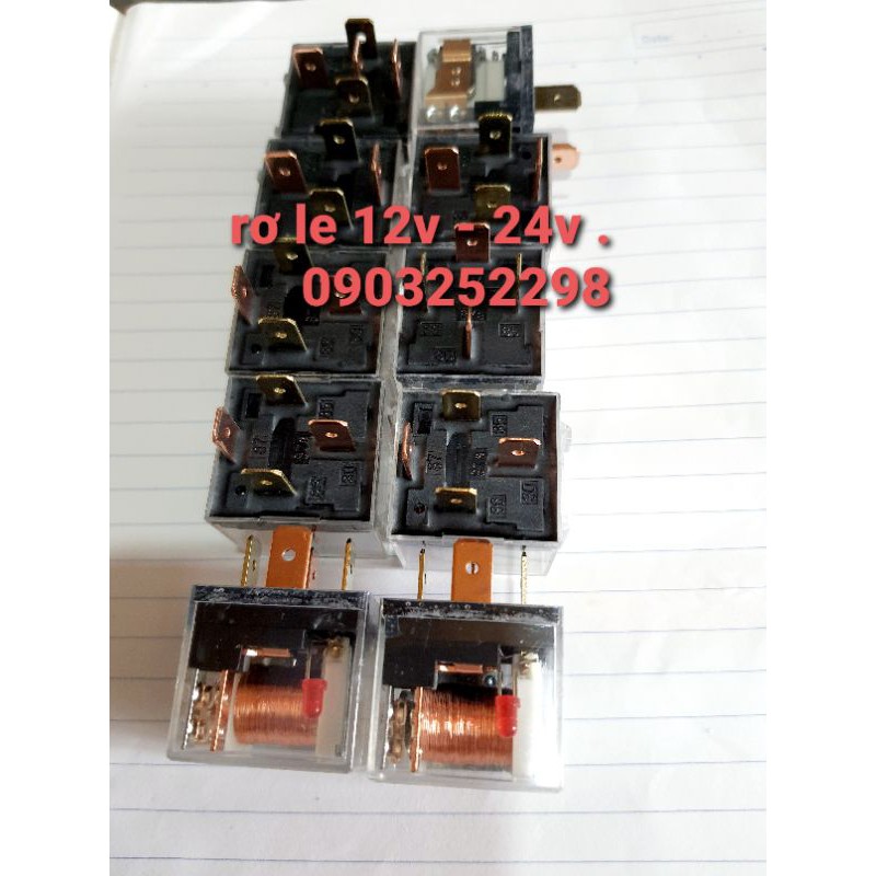 rơ le - relay 12v -24v 4 chân - 5 chân 100 chế lắp cho còi ,đèn