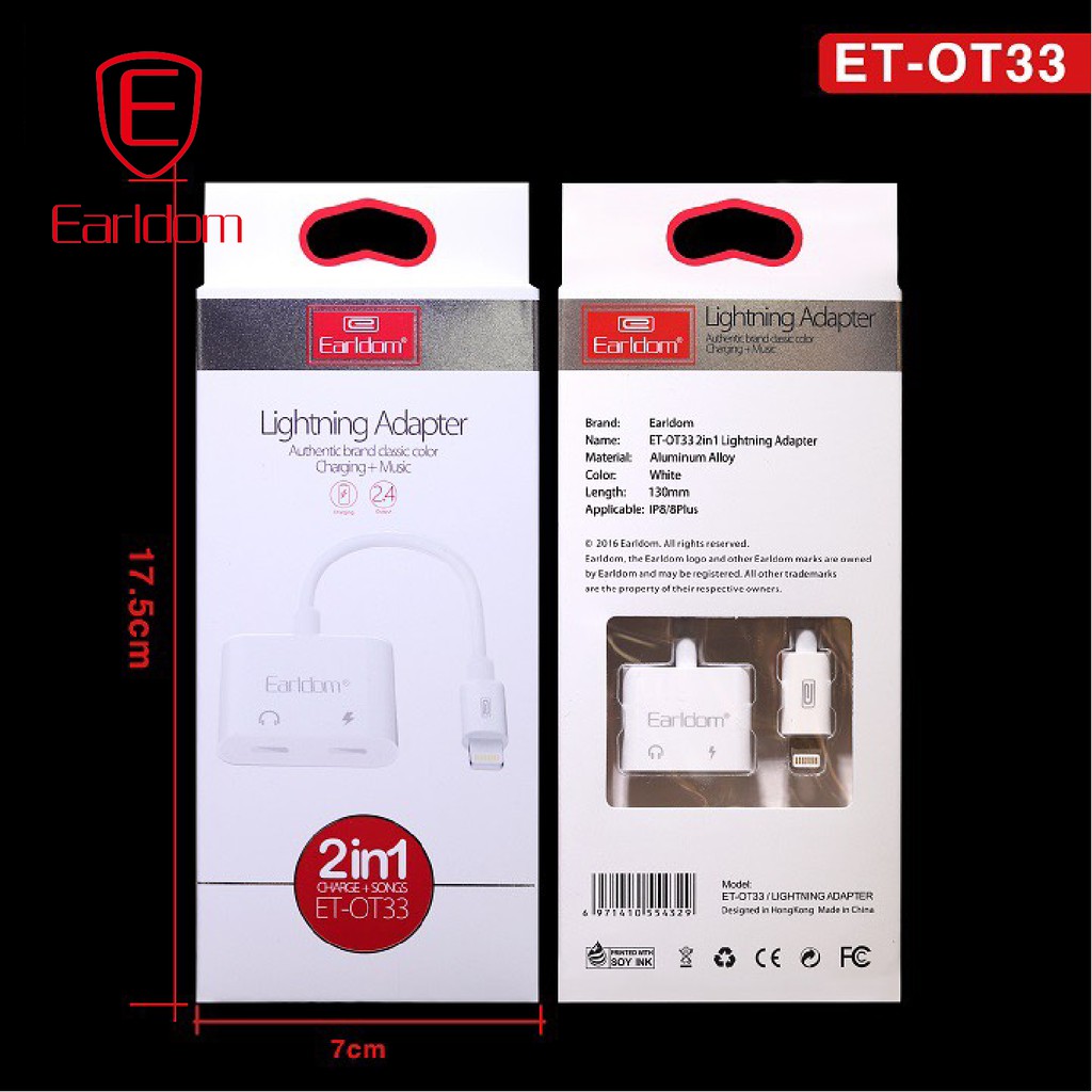 Jack chuyển Lightning 2 trong 1 Earldom OT-33 (Ra 2 Cổng Lightning) chính hãng