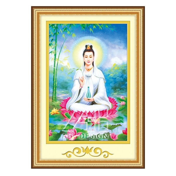 Tranh thêu phật bà Quan Thế Âm Bồ Tát 3D Ailuo 53400  chưa thêu