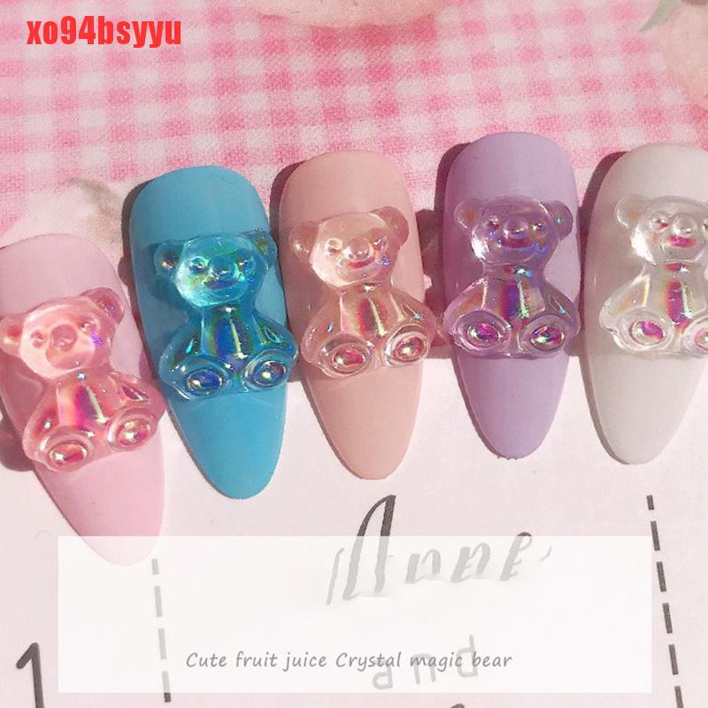Set 6 Hình Dán Trang Trí Móng Tay Gấu 3D Thời Trang 3 Kích Thước xo94bsyyu